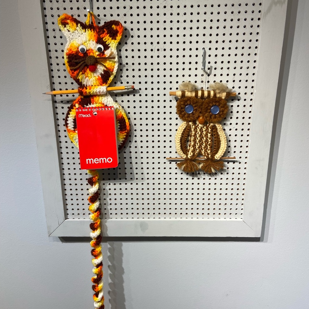 Handmade Owl and Cat Hanging Decor